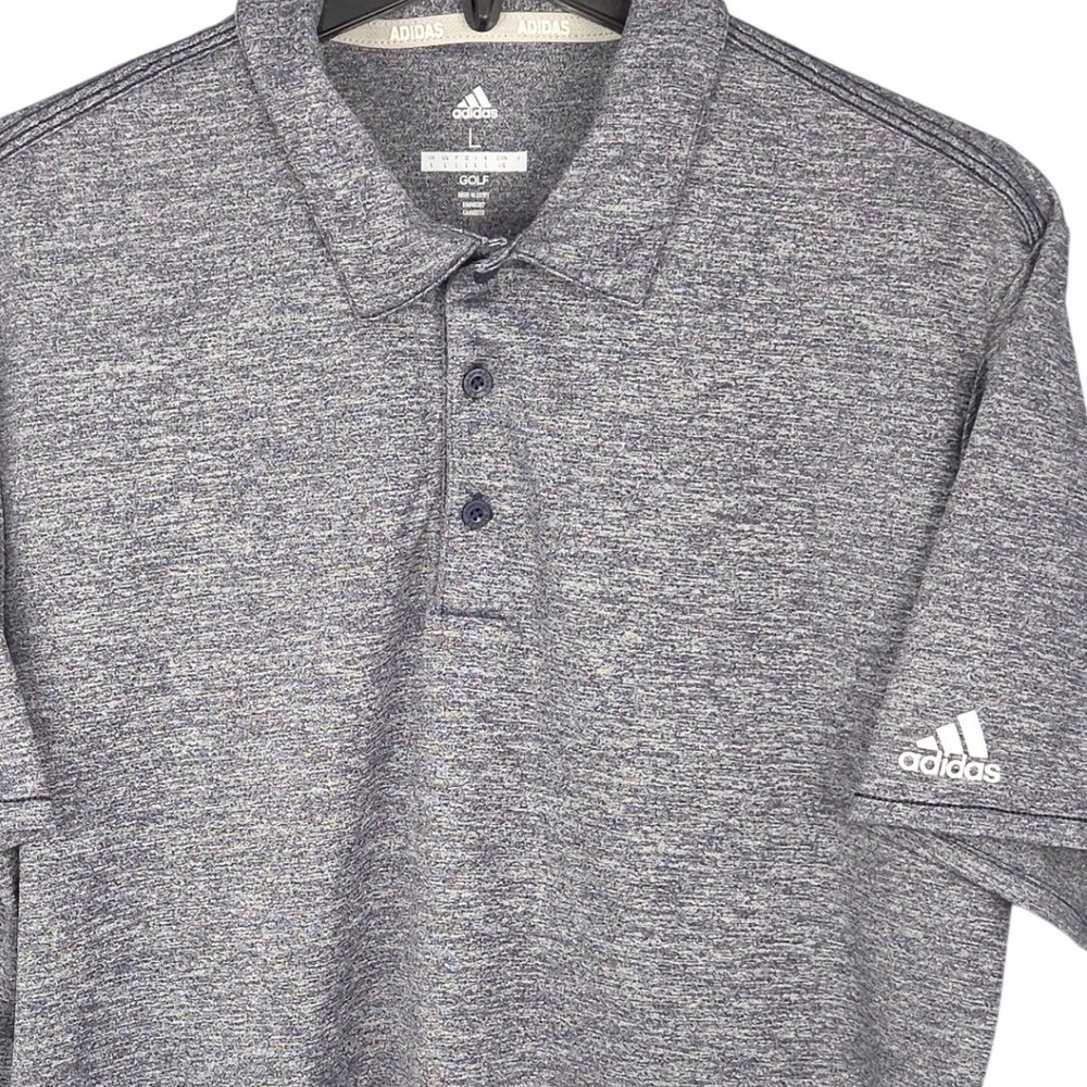 Adidas Golf Polo Mens Heather Gray Shirt‎ Short Sleeve Large Casual Performance